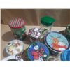 Image 3 : Assortment of decorative Christmas holiday tins, containers, and jars with festive designs like snow