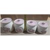 Image 1 : Set of four ceramic or porcelain kitchen storage canisters in graduating sizes with white bodies, pi