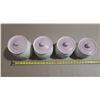 Image 2 : Set of four ceramic or porcelain kitchen storage canisters in graduating sizes with white bodies, pi