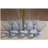 Image 1 : Vintage Libbey Ice Blue Sirrus spiral water goblets, featuring a distinctive ribbed swirl pattern an