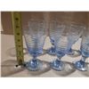 Image 2 : Vintage Libbey Ice Blue Sirrus spiral water goblets, featuring a distinctive ribbed swirl pattern an