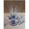 Image 3 : Vintage Libbey Ice Blue Sirrus spiral water goblets, featuring a distinctive ribbed swirl pattern an