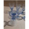 Image 4 : Vintage Libbey Ice Blue Sirrus spiral water goblets, featuring a distinctive ribbed swirl pattern an