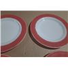 Image 5 : Vintage set of Pyrex Flamingo Pink Banded milk glass restaurant ware dishes manufactured by Corning.