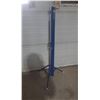 Image 4 : Vintage Da-Lite Flyer portable tripod projector screen with a blue metal housing. (Total Height with