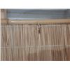 Image 7 : vintage 3-panel folding screen featuring natural woven bamboo slats and an arched structural frame -