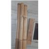 Image 8 : vintage 3-panel folding screen featuring natural woven bamboo slats and an arched structural frame -