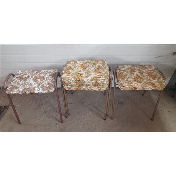 (4) vintage mid-century modern stacking stools. (Height 17")