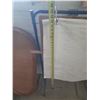 Image 2 : Vintage metal-framed floor stand or display rack with a suspended paper sheet or chart. (Height 53")