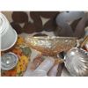 Image 5 : Lot of Misc. Items. (It includes sliver plated spoons, vintage Indiana Glass amber/marigold carnival
