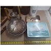 Image 6 : Lot of Misc. Items. (It includes sliver plated spoons, vintage Indiana Glass amber/marigold carnival