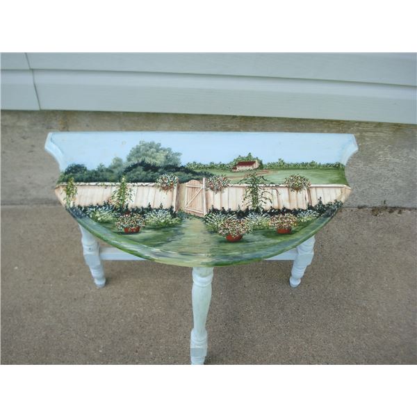 Beautifully Folkarted Half Moon Table