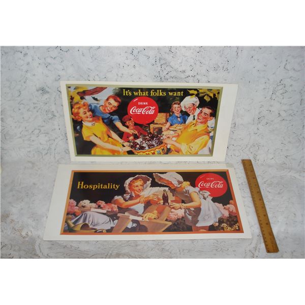 Pair Cardboard Coke Ads