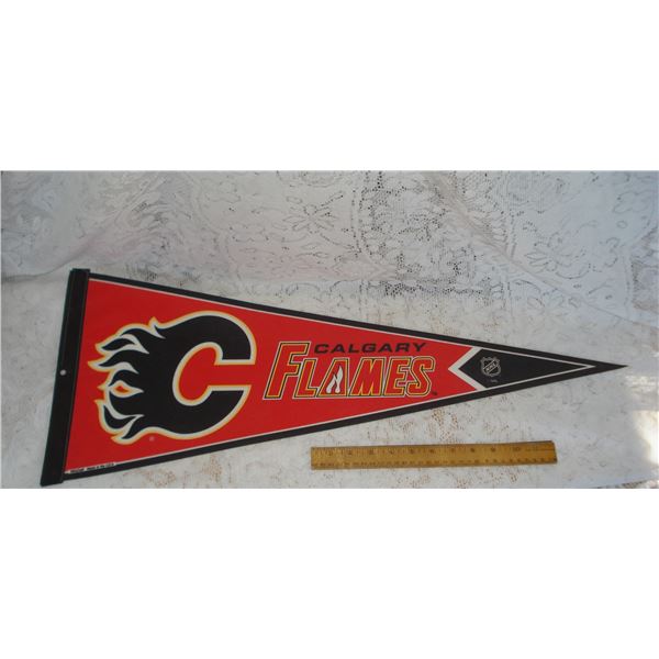 Calgary Flames Pennant With Little Silver Sticker