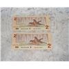 Image 2 : Pair Of Canadian $2.00 Bills   Appear Unused  One Hundred Apart  See Serial Numbers