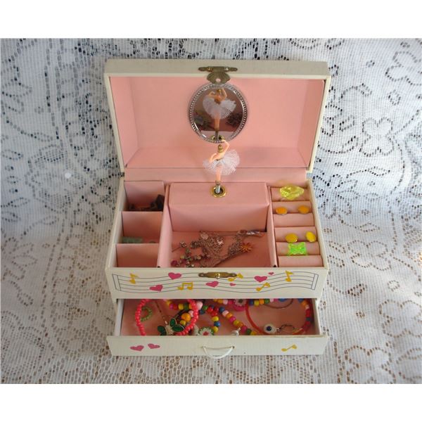 Children's Musical Jewelry Box Working And Assorted Jewelry Items