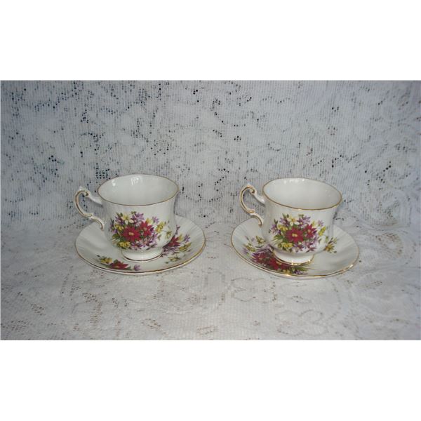 Pr. Paragon Teacups  Moderately Rare Flower Festival Pattern