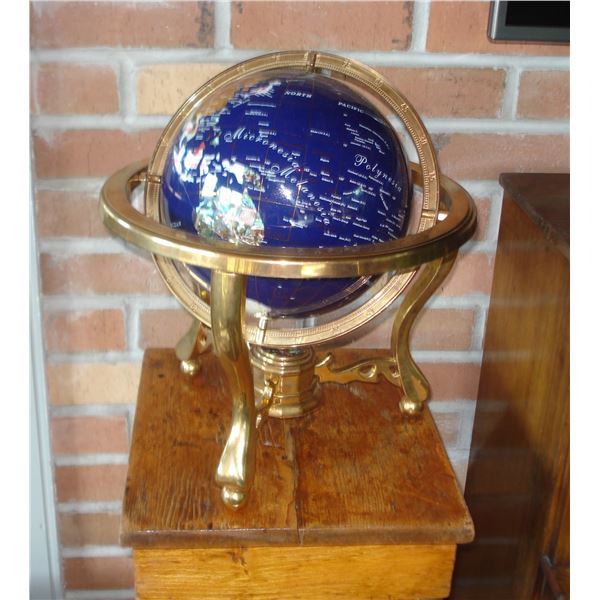 Very Heavy Globe On Brass Base With Built In Compass