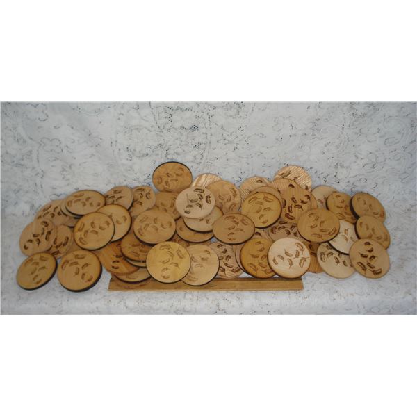 Huge Lot Wood Coasters  Leaves on One Side  Back Undecorated