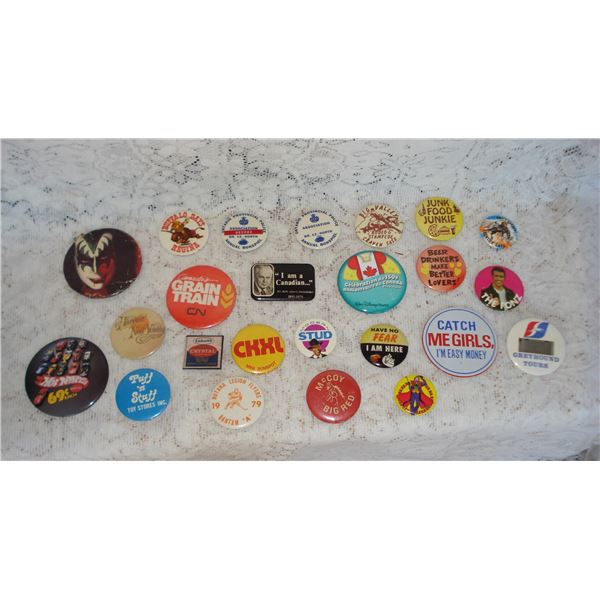Collectible Pinback Lot  Condition Issues Top Left Pin
