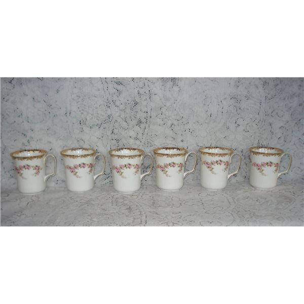 Set Of 6 Royal Albert Dimity Rose Coffee Mugs