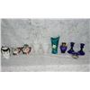 Image 1 : MCM Lot  White Creamer And Sugar Set Are 1930's   Cobalt Vase Has Gold Wear On Reverse See Pic