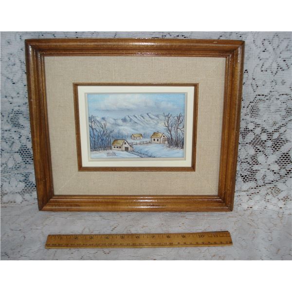Vintage Winterscape Oil Painting