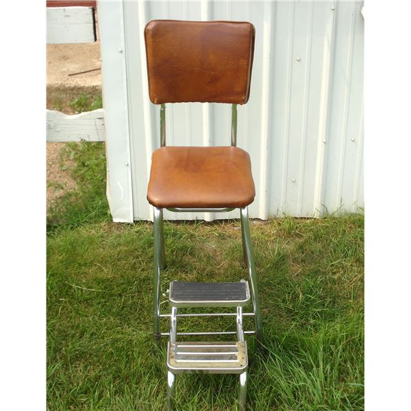Vintage Chrome Step Chair As Is  See Pics