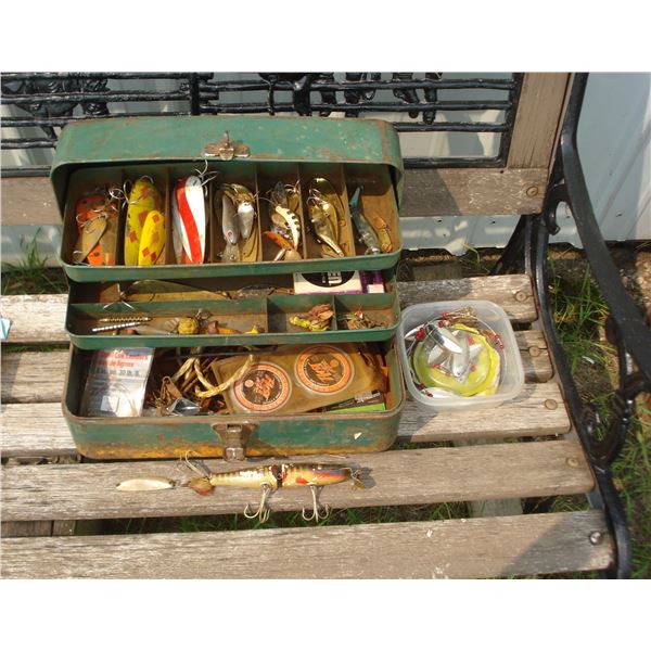 Vintage Tackle Box With Old and Modern Lures etc