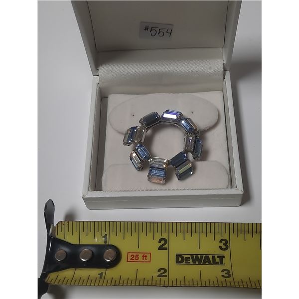 Rhinestone circle broach, blue tones