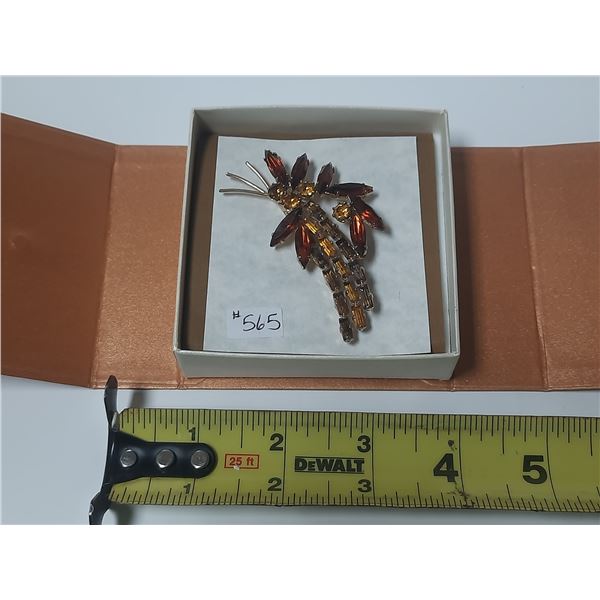 Caramel and amber rhinestone broach