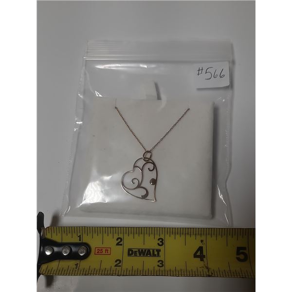 Sterling silver chain, 18” with heart pendant