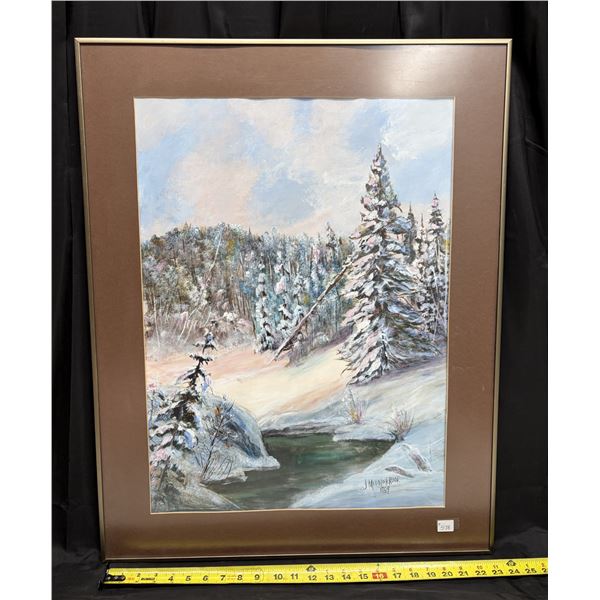 Original watercolor, Winter Scene by J Middlebrook, 1989