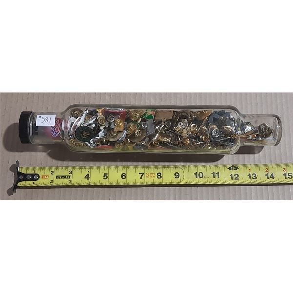 Glass rolling pin with assorted lapel pins