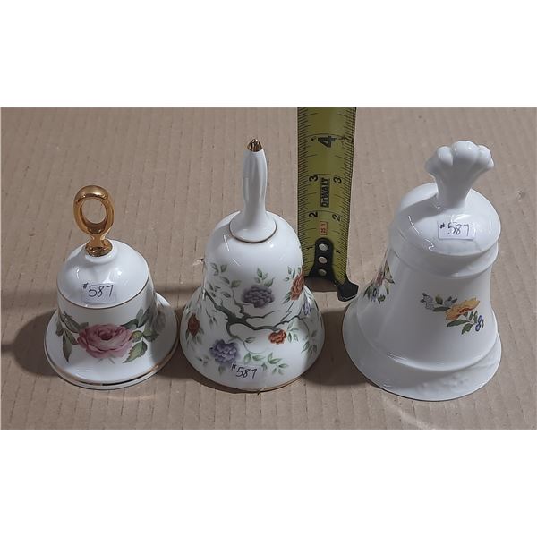 Lot of 3 porcelain bells by Darbary Mint