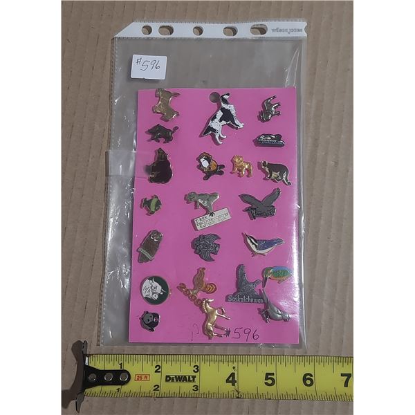 Lot of assorted bird and animal lapel pins