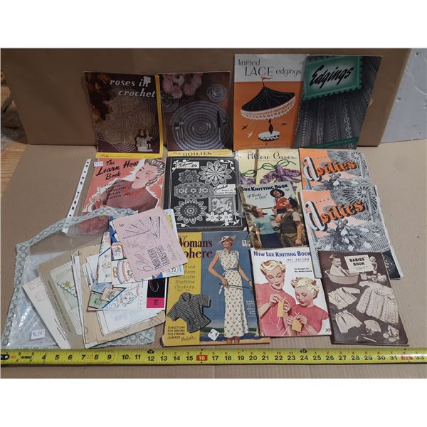 Vintage crochet and knitting books/lot of embroidery patterns
