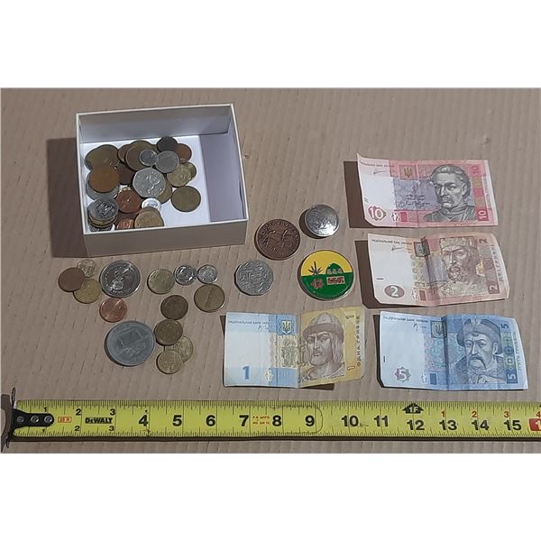 Lot of money, coins, tokens