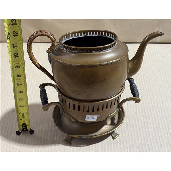 Copper tea pot on warmer, 3 towers stamp for Denmark, 1777, signed Jacob Adrian Kisbenhaven