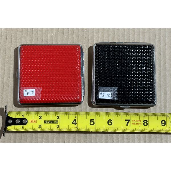 Vintage cigarette cases, red/black