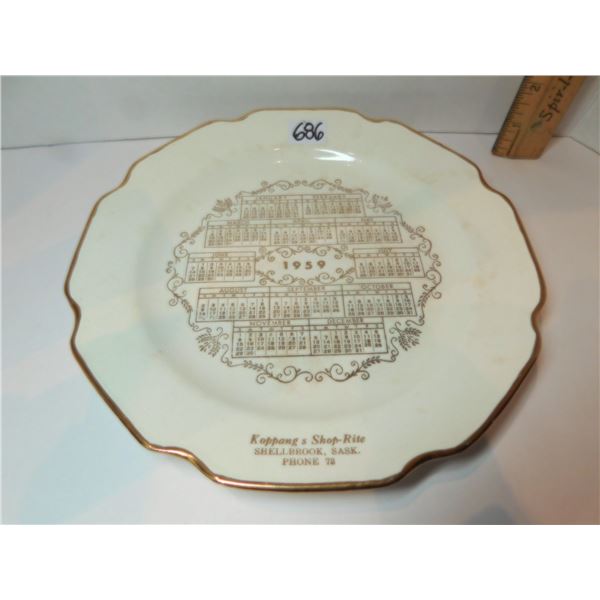 1959 SHELLBROOK CALANDER PLATE