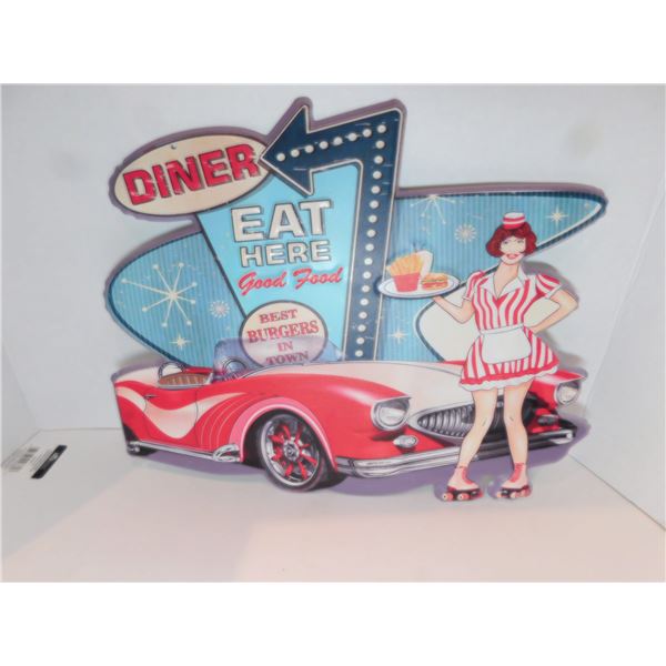 EAT HERE TIN SIGN, NEW