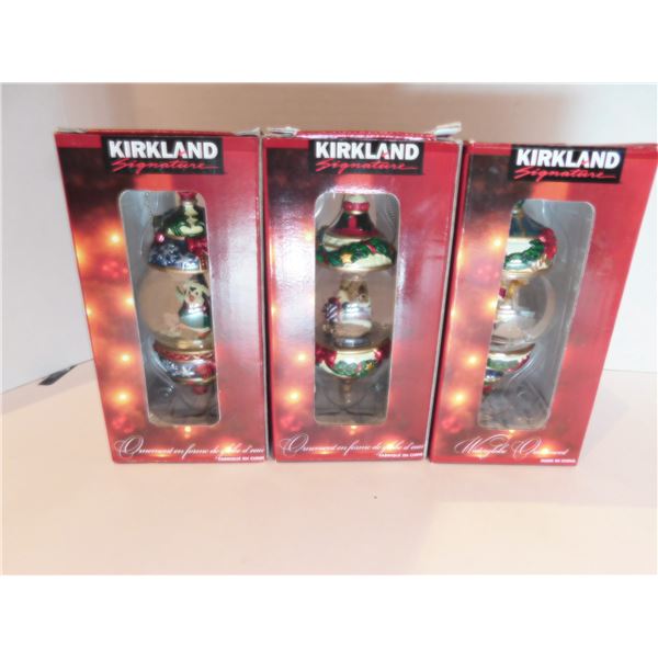 3 KIRKLAND SNOW GLOBE ORNAMENTS RETIRED