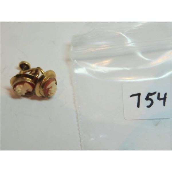GOLD FILLED CAMEO SCREW BACK EARINGS