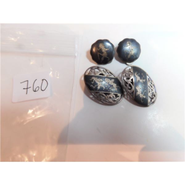2-SIAM STERLING CLIP EARINGS 15.7G
