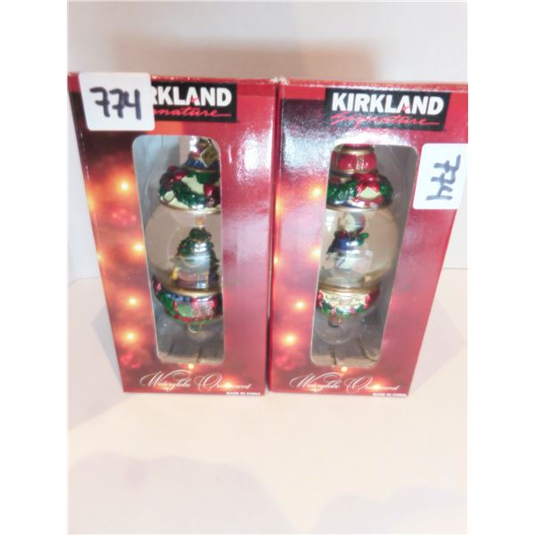 2 KIRKLAND WATERGLOBE ORNAMENTS