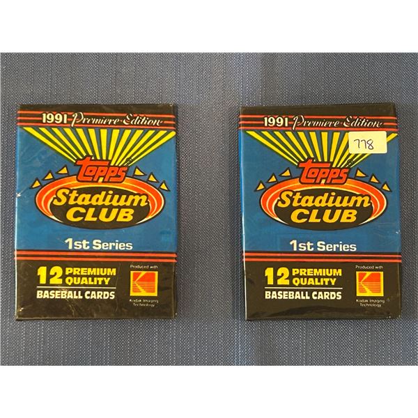 1991 Topps Stadium Club  - 2 Unopened Baseball Packs