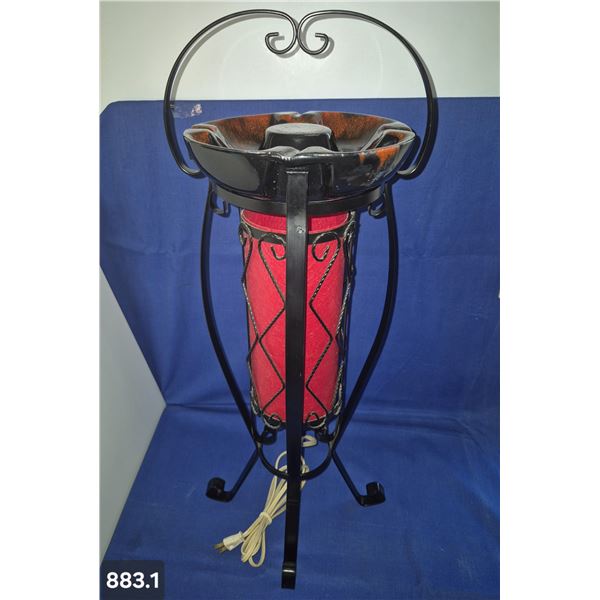 Original floor lamp MCM ashtray, fiberglass shade, RED!!, works