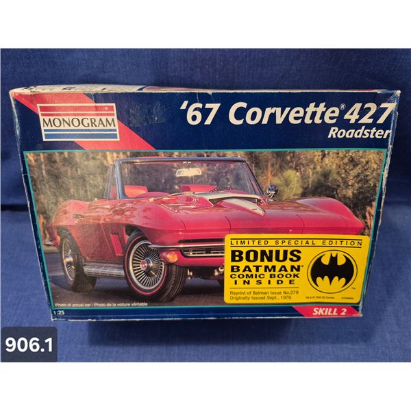 1967 Corvette 427 Roadster model kit - never built, some parts still sealed in plastic