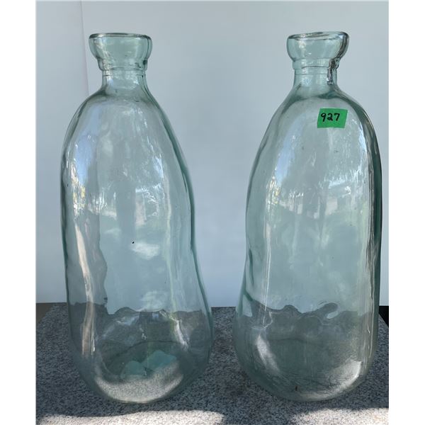 (2) Large Recycled Glass Decorative Vases, 20” tall – Made in Spain